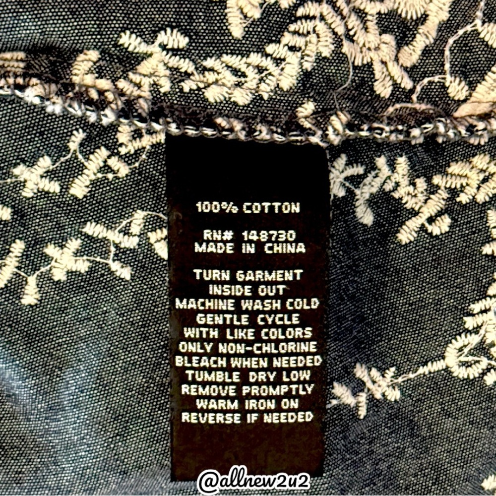 ECI Lace Trim Denim Shirtdress Chambray Buttoned Polo Collar - Picture 9 of 16